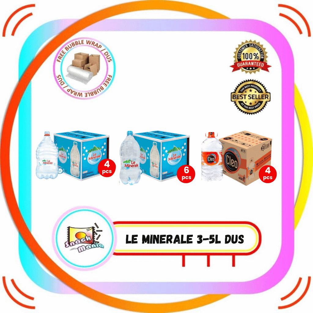 

Le Minerale Air Mineral ~ 3 - 5 Liter x 4 Galon | Cleo Galon DUS Carton Water