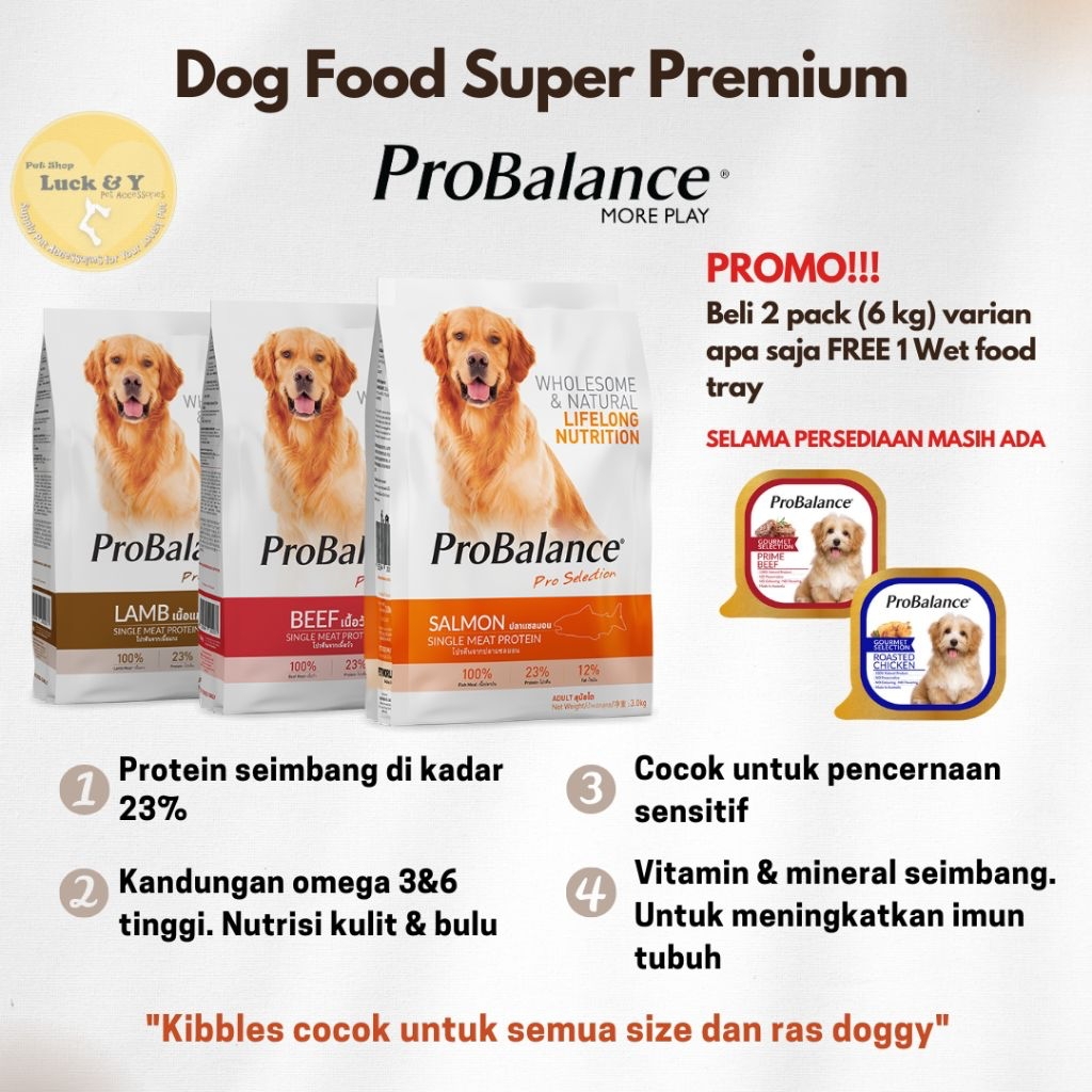 

23bagusmenshop - ProBalance Dry Dog Food 3.2kg Makanan Anjing Kering Freshpack