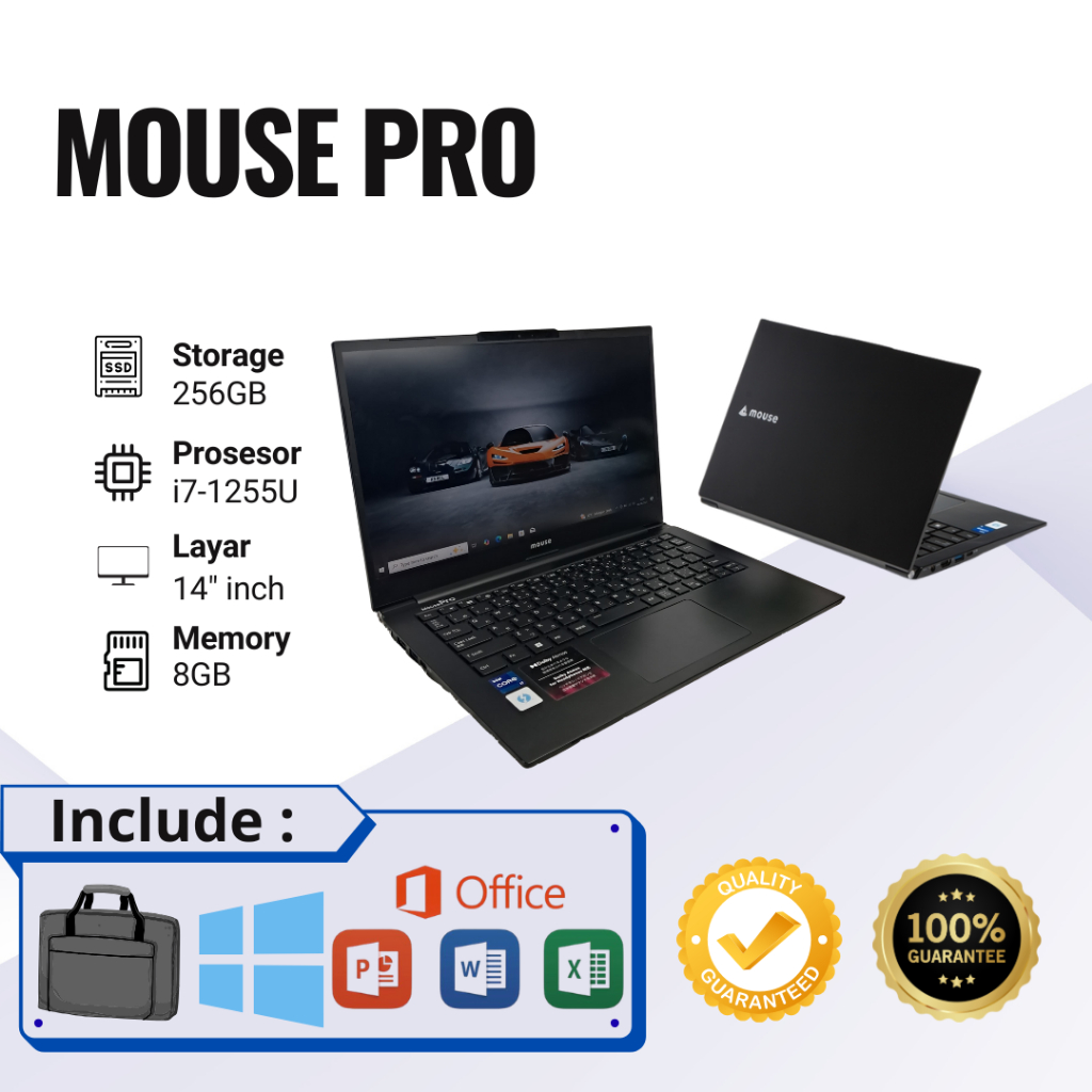 Laptop 2nd Termurah Mouse Pro Core i7Gen12 Ram 8GB SSD 256GB Second Berkualitas