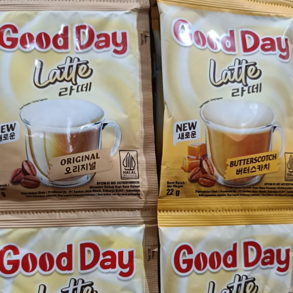 

Good day Latte Kopi Susu 1 Renceng renteng (isi 10 sachet) varian original dan butterscotch