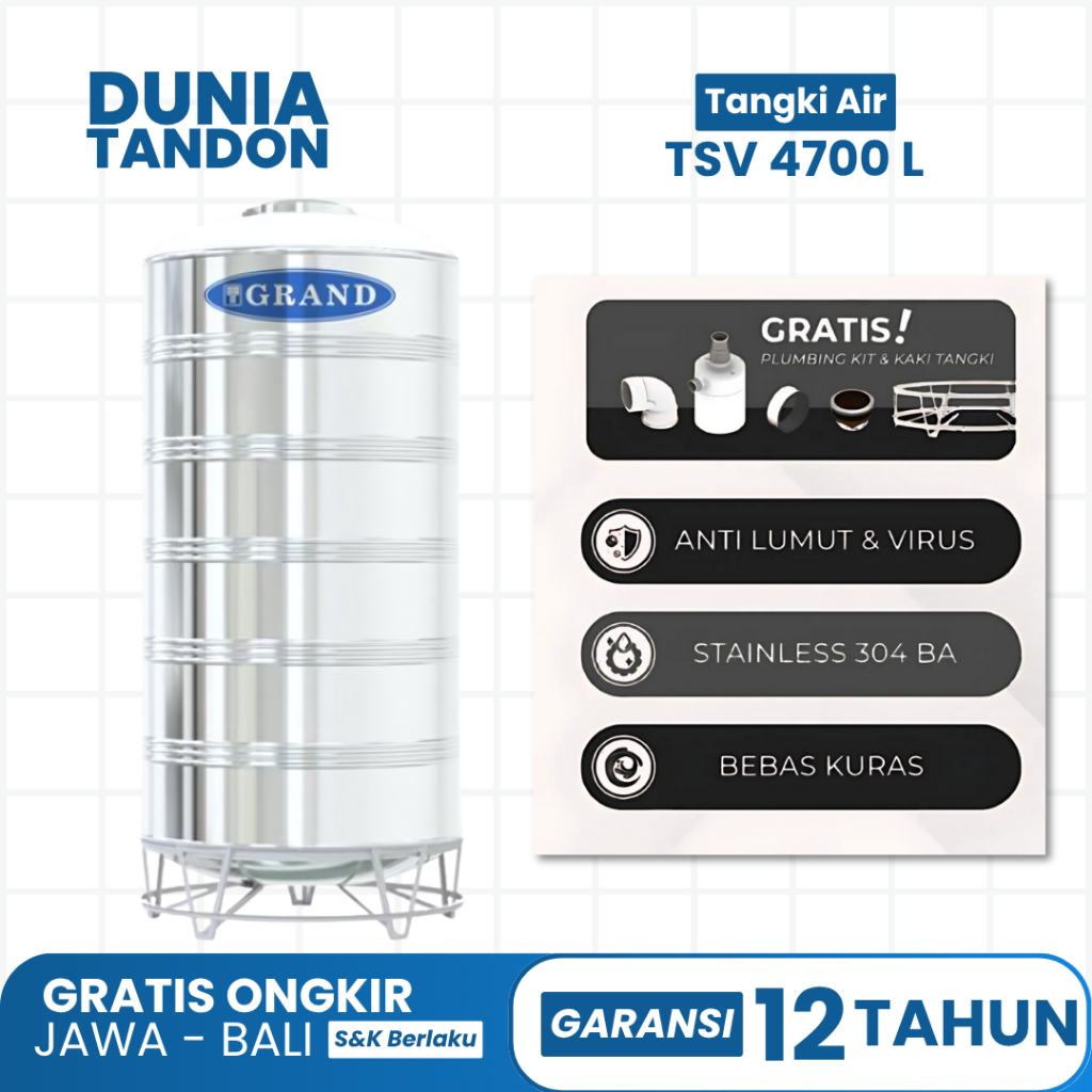 Tandon Air Stainless Grand Vertikal 4700 Liter TSV 5000 / Tandon Air Stainless
