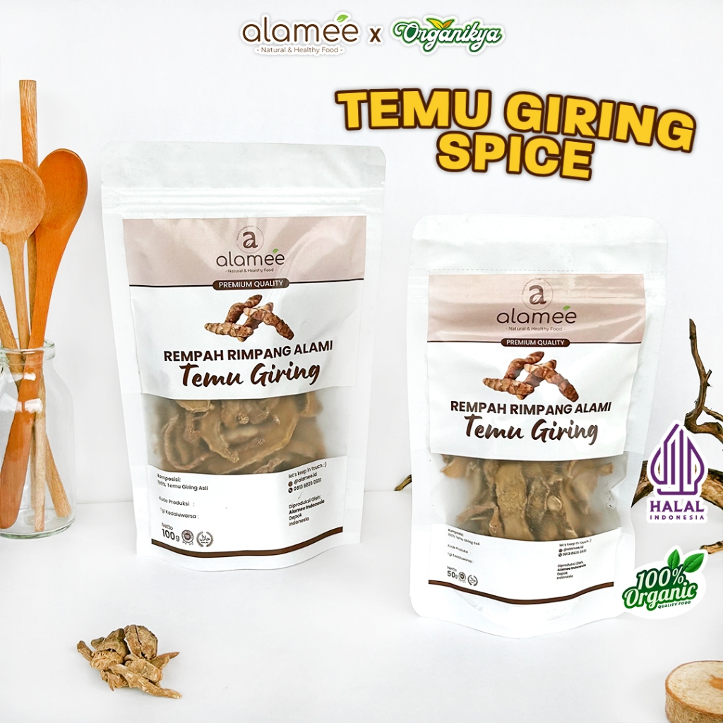 

ALAMEE Temu Giring Kering Organik Iris Kuning Gajah Rempah Rimpang Alami Bumbu Seasoning organikya