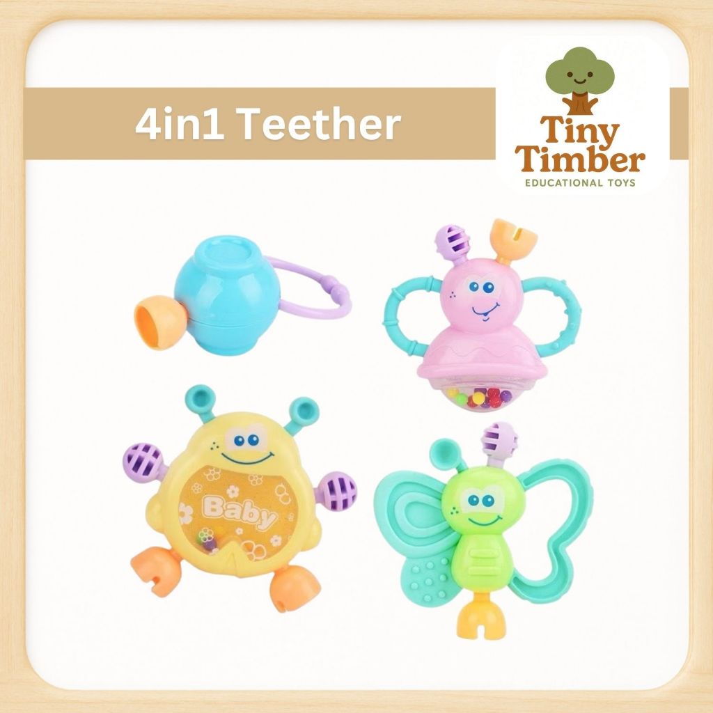 Mainan gigitan bayi SHAKE TEETHER isi 4 / Mainan Bayi 0-12 Bulan Teether Bayi [TINYTIMBER]