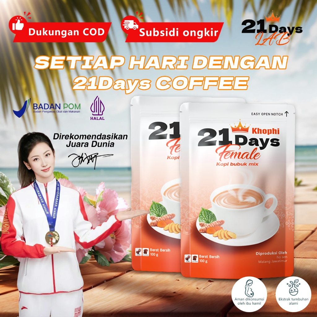 

21Days Female Coffee – Kunyit, Kacip Fatimah, Daun Sirih, Gula Aren – Rekomendasi Juara Olimpiade