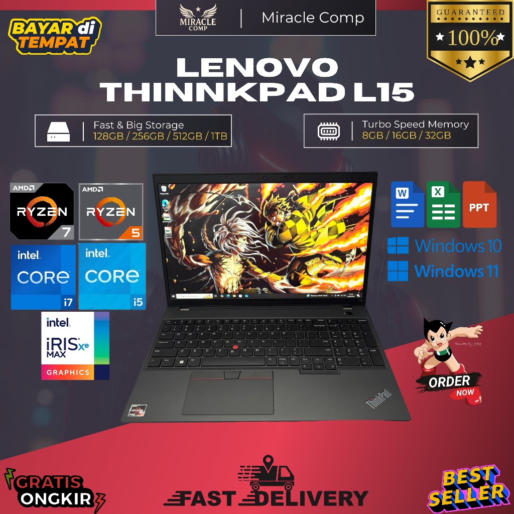 Lenovo Thinkpad G3 G2 G1 L15 / Thinkpad E15 E14 RYZEN 7 | 5 16GB 512GB 15"