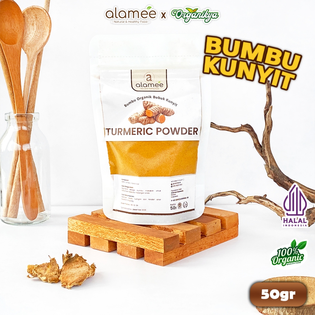

ALAMEE Kunyit Bubuk Turmeric Powder Ground Bumbu Dapur Instan Organik Murni Asli 50g organikya