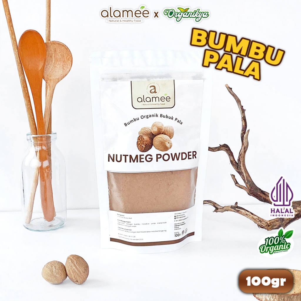

ALAMEE Bumbu Dapur Pala Bubuk Nutmeg Powder Rempah Murni Asli Tanpa Campuran Organik 100g organikya