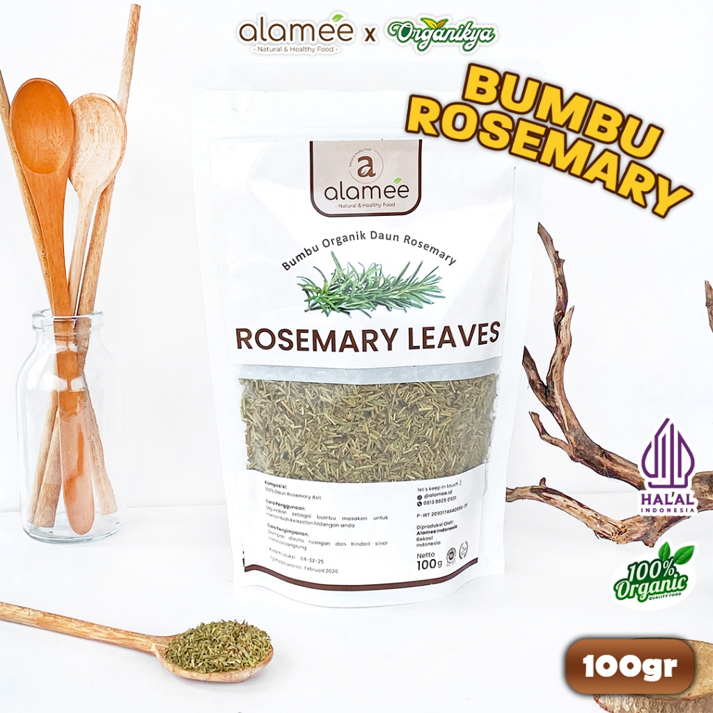 

ALAMEE Daun Rosemary Kering Dried Leaves Garnish Murni Tanpa Campuran Bumbu Dapur 100g organikya