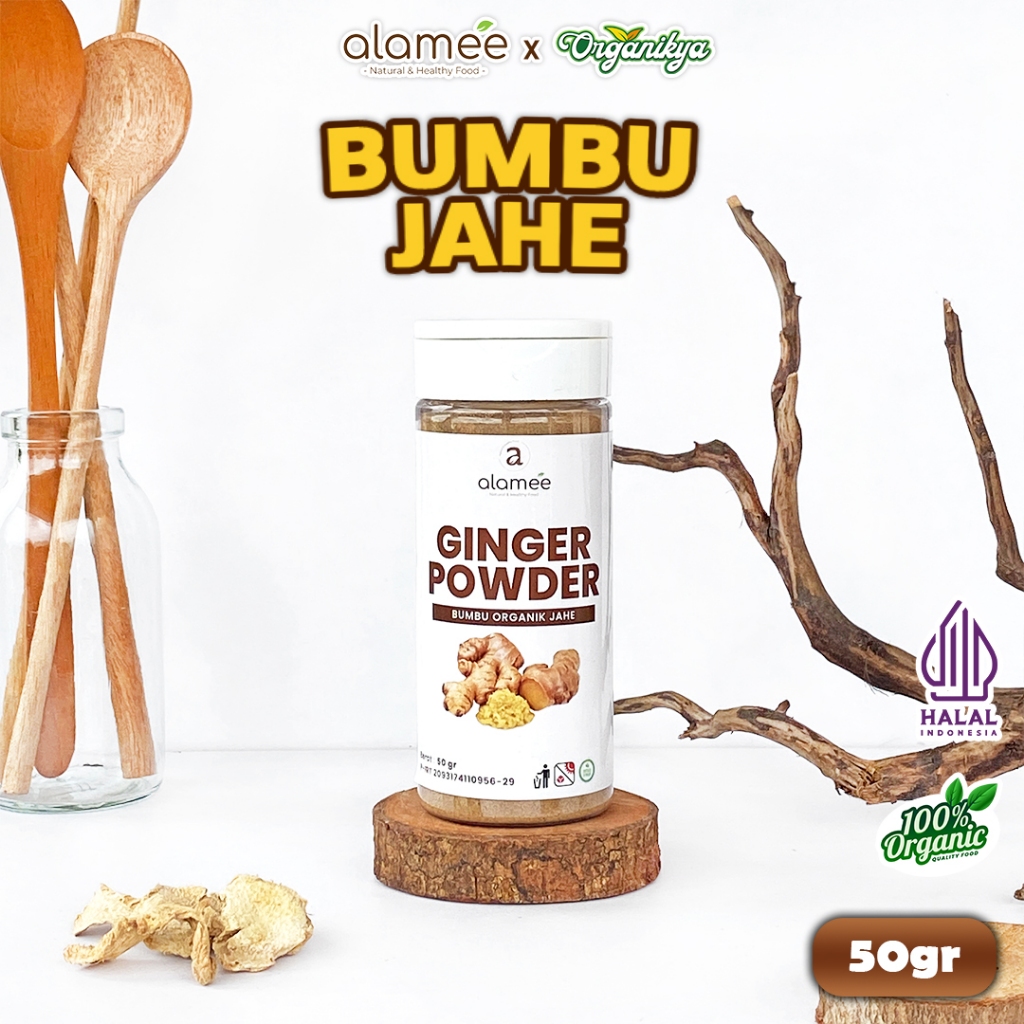 

ALAMEE Ginger Powder Jahe Putih Bubuk Minuman Herbal Bumbu Dapur Instan Botol Tabur 50g organikya