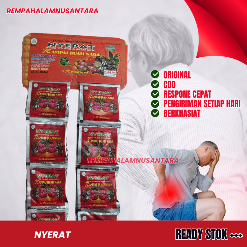 

Kapsul Nyerat Original Ampuh Asam Urat 20 Sachet
