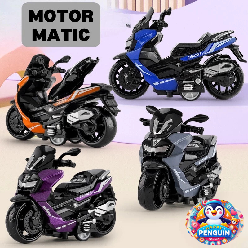[HAPPY PENGUIN] MAINAN ANAK MOTOR MOTORAN MATIC MINIATUR BAHAN ALLOY KADO HADIAH ANAK