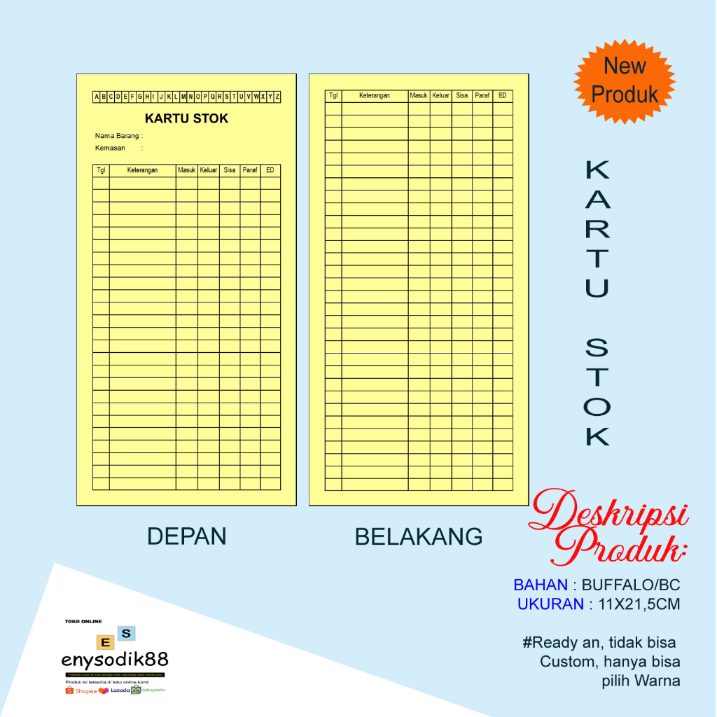 

ES88 KARTU Stok Barang UK. 11X21CM