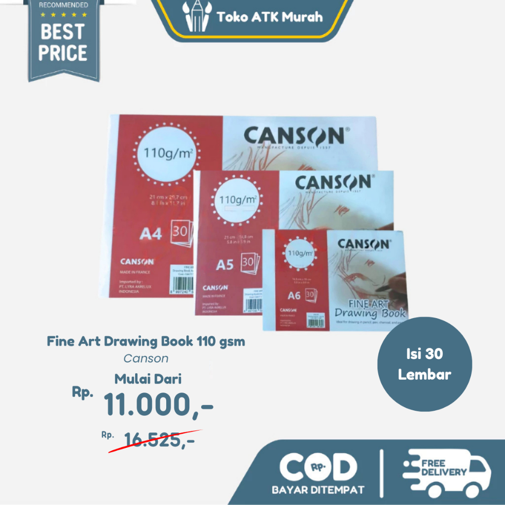 

Canson Fine Art Drawing Book 110gsm A6 / A5 / A4 Isi 30 Lembar - Buku Gambar Halus | Sketchbook Premium