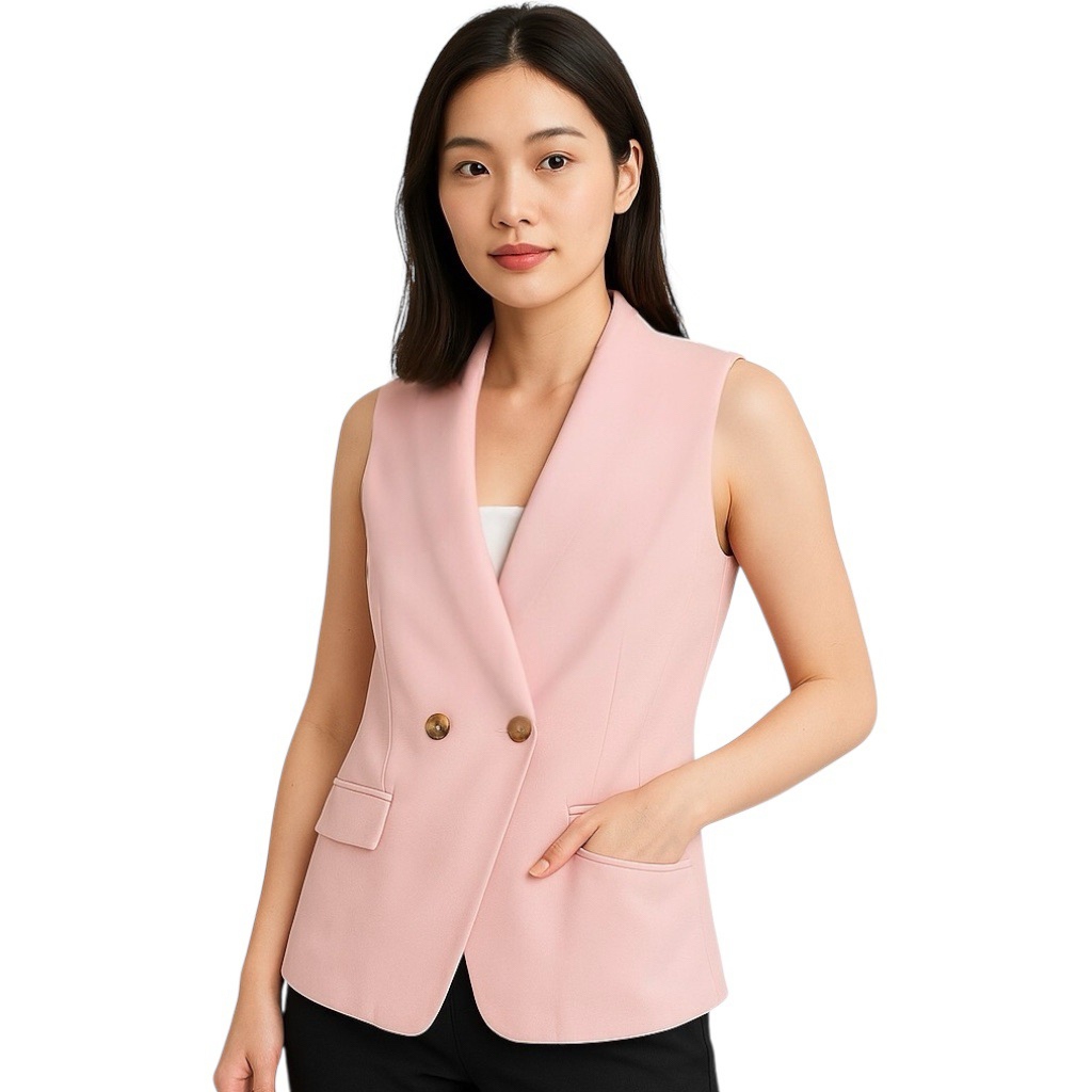 Chloebeautyshop - New Vest Blazer Wanita / Rompi Blazer Tanpa Lengan Wanita / Outer Blanik