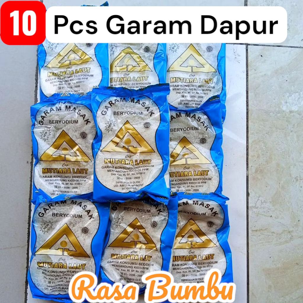 

Garam Paket 10 Pcs Masak Cap Mutiara Laut Salt Garam Beryodium Diproses Teknologi Modern