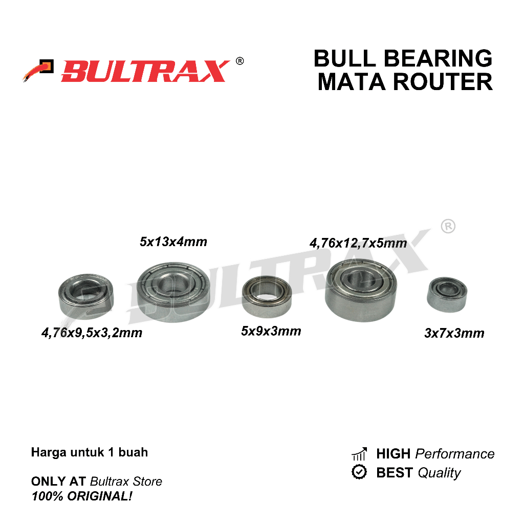 BULL Bearing Kecil Laker Mata Router Profil ukuran 3mm, 4,76mm, 5mm