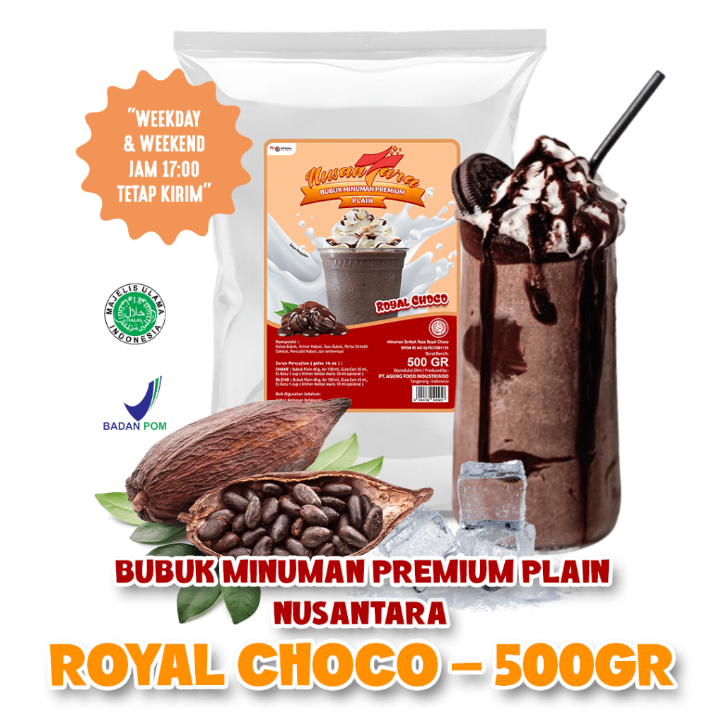 

NUSANTARA Bubuk Minuman Instant Premium Plain Tanpa Gula Horeca Rasa Royal Choco / Royal Coklat 250 Gram Omura Powder