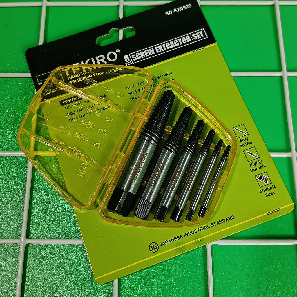TEKIRO Tap Balik Set 6 Pcs / Screw Extractor Set / Tap Balik Pembuka Baut Patah