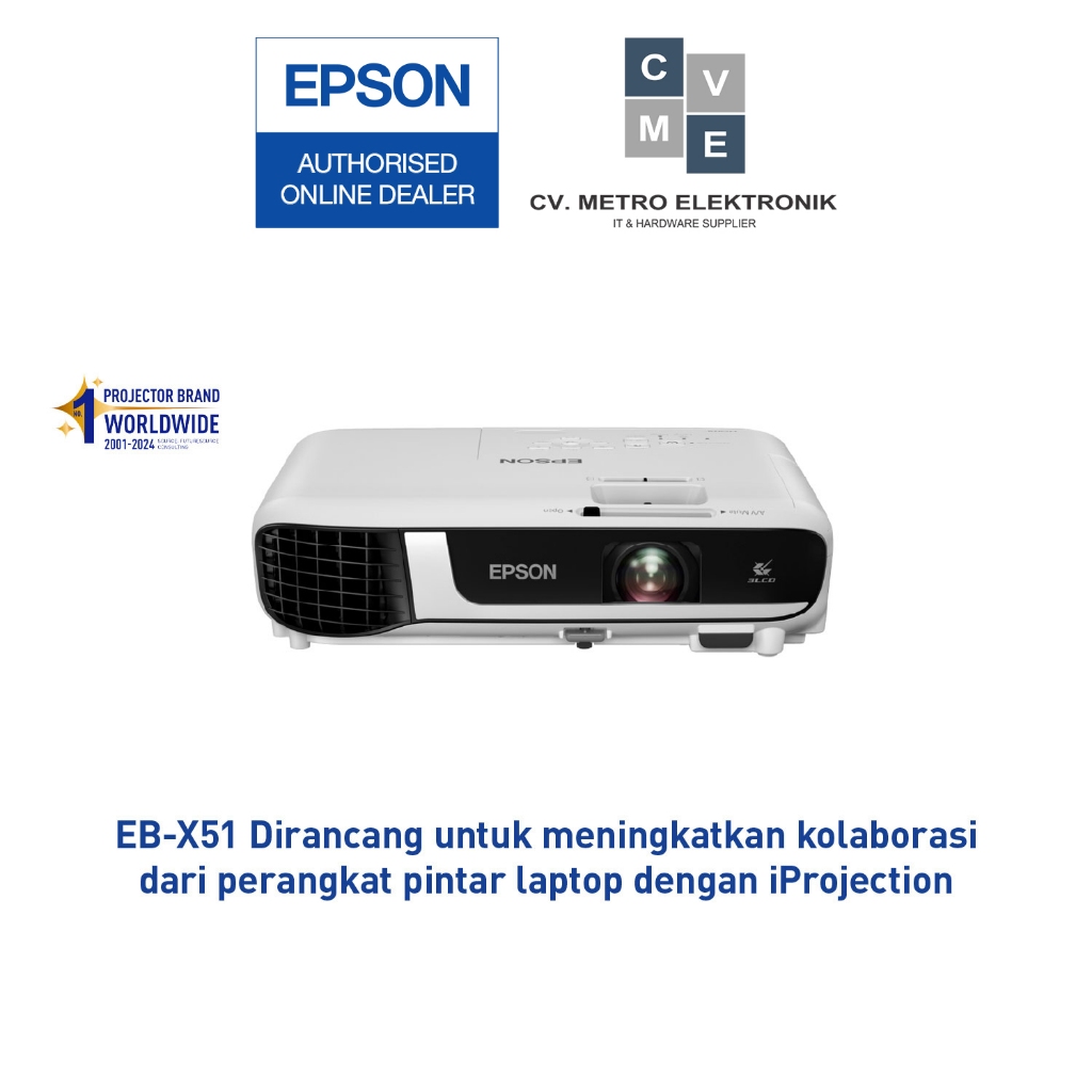 Proyektor EPSON EB-X52 EB-X51 X52 X51 EBX52 EBX51 XGA 3800 Lumens 3LCD Garansi Resmi