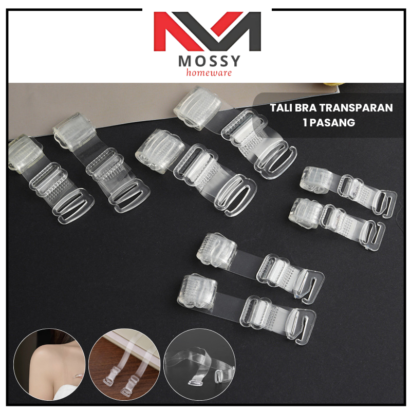 MOSSY Tali Bra Transparan 1 Pasang Tali Bra Bening Set / Tali BH Transparan Bening / Bra Strap Penga