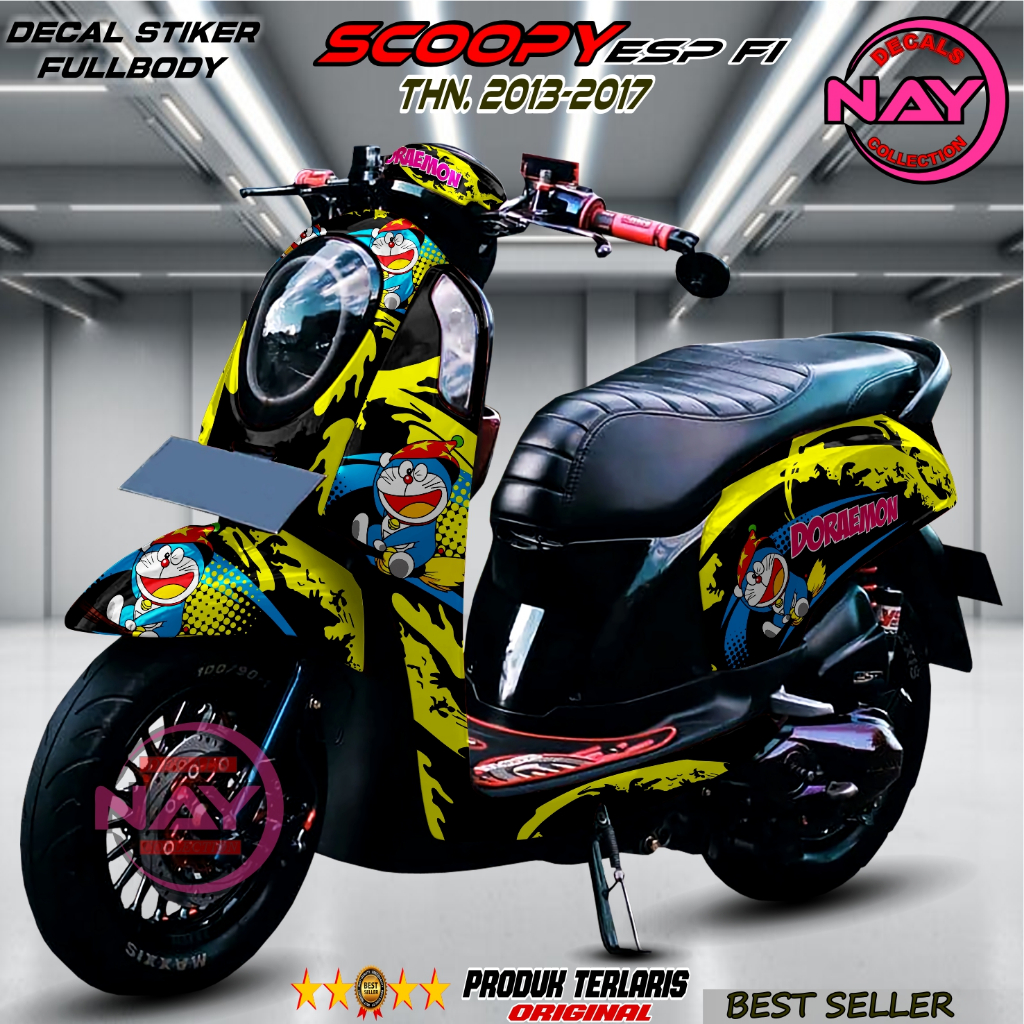 SCOOPY ESP FI  2013-2017 Stiker Fullbody Desain Doraemon / Variasi Stiker Scoopy 2013-2017