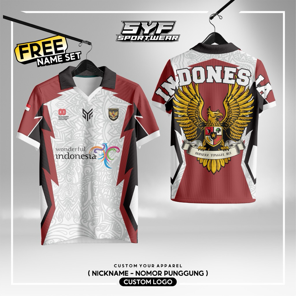 SYF SPORTWEAR-JERSEY INDONESIA-JERSEY MERAH PUTIH-JERSEY KEMERDEKAAN-JERSEY BOLA-JERSEY FUTSAL