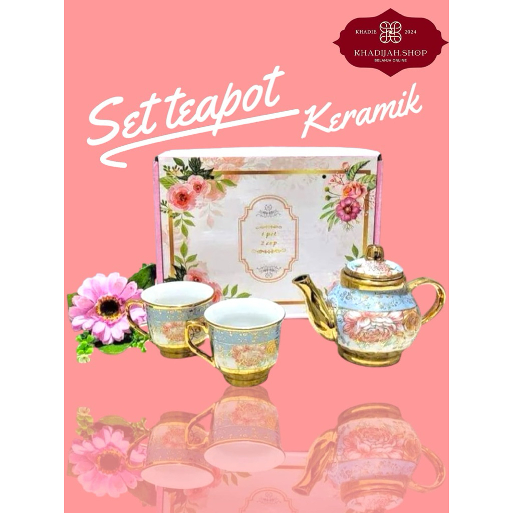 set teapot keramik / souvenir/ kado nikah teapot keramik