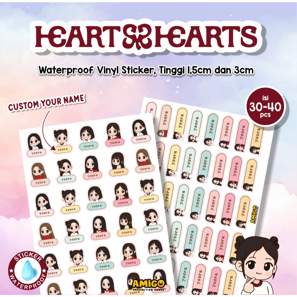 

Sticker Label Nama Hearts2Hearts Stiker ATK Kids H2H Kpop Custom Waterproof Anti Air