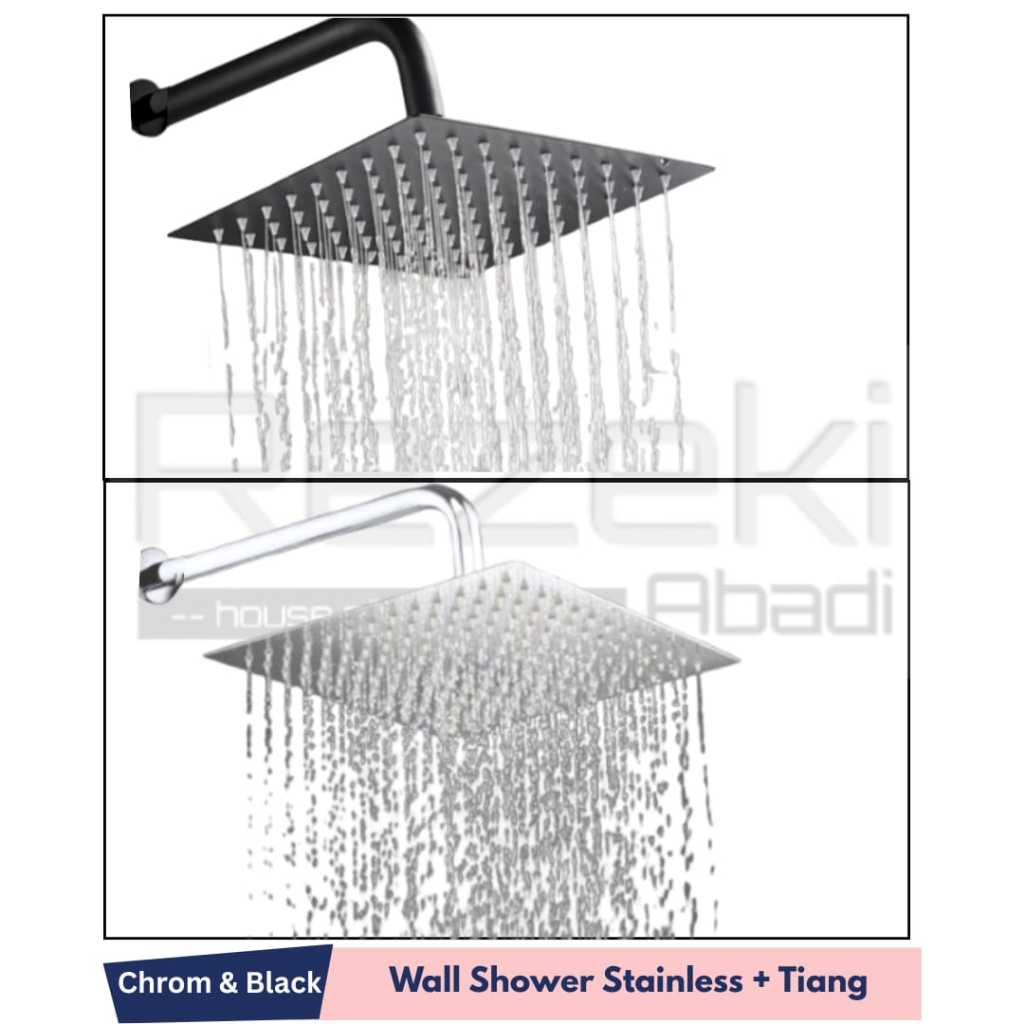 Wall Shower Tembok Kotak Stainless - Rain Shower Minimalis - Shower Tembok