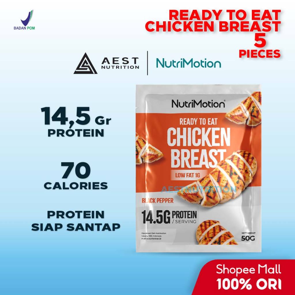 

NutriMotion Ready To Eat Chicken Breast 50 gr 5 Pcs - Dada Ayam Fillet Siap Saji Makan High Protein