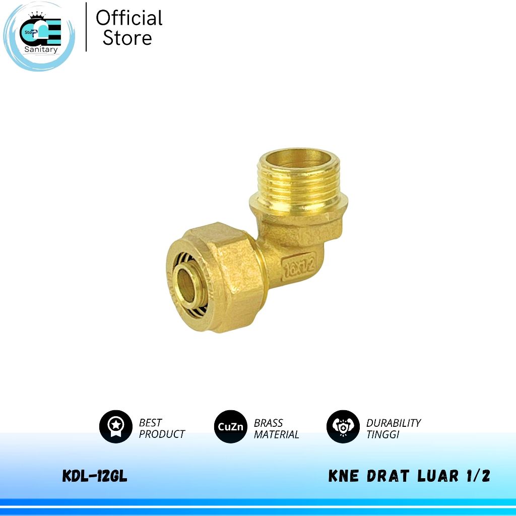 Knee Drat Luar Water Heater Knee Kuningan Drat Luar Elbow 1/2 inch