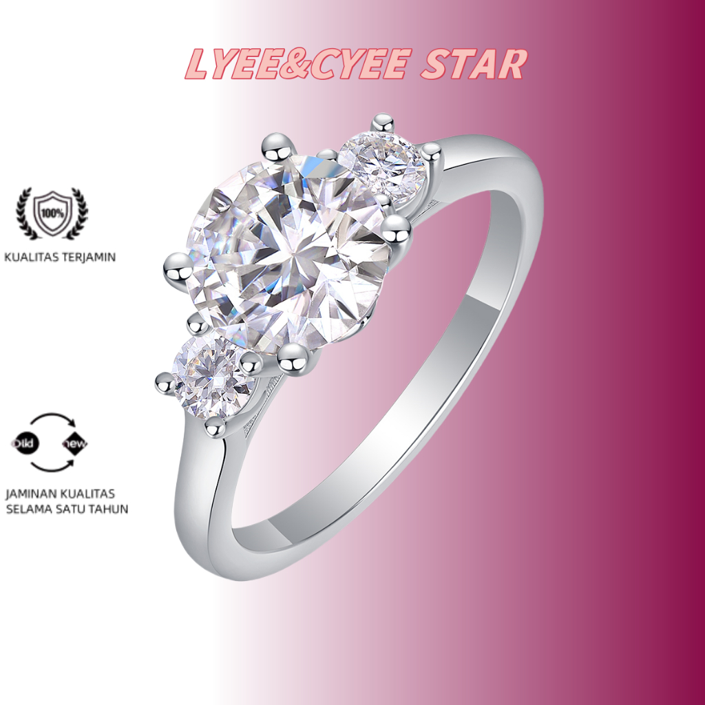Cincin wanita batu Moissanite, dilengkapi dengan sertifikat GRA, perhiasan permata, cincin perak 925