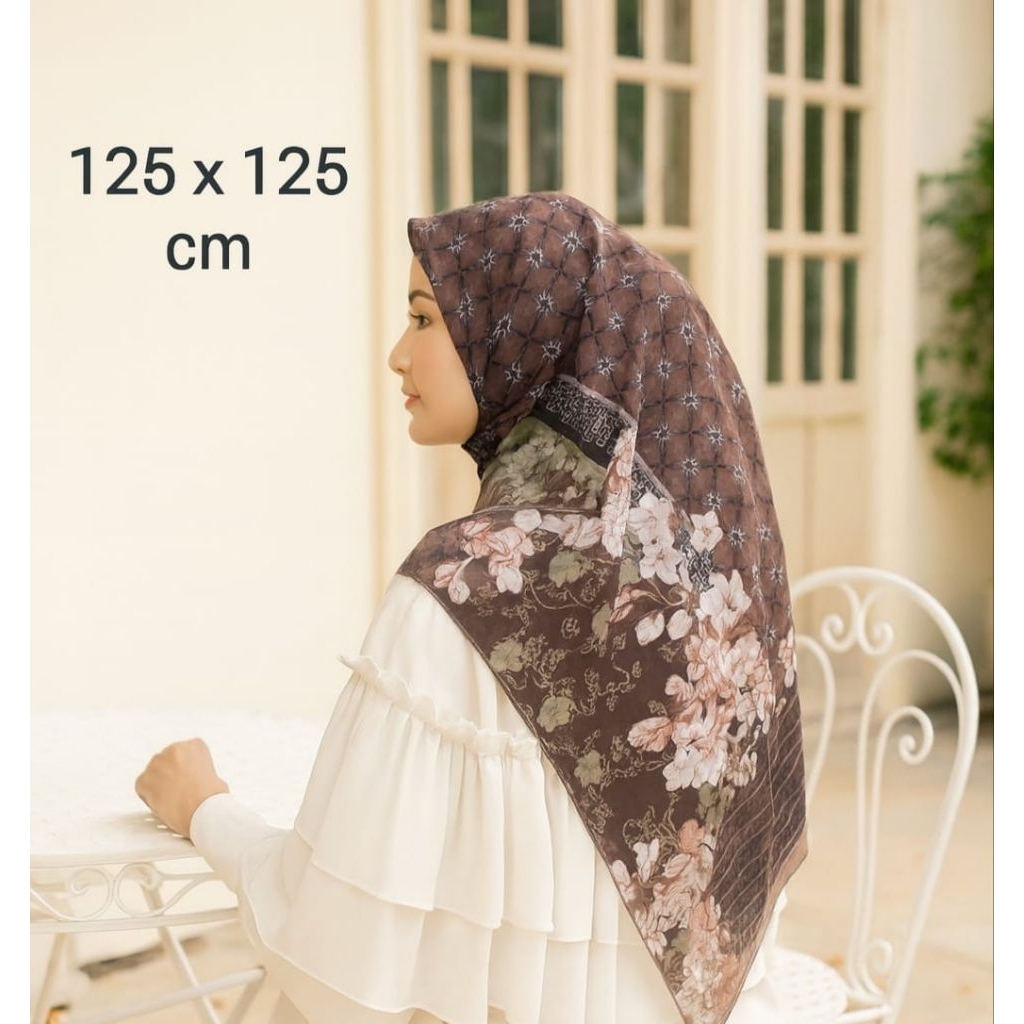 PROMO / SYARI WELNII COKLAT / JILBAB VOAL MOTIF / GROSIR HIJAB / HIJAB SEGI EMPAT / VOAL MOTIF / DEN
