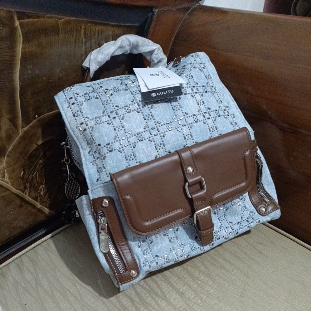 Tas wanita ransel bahan jeans