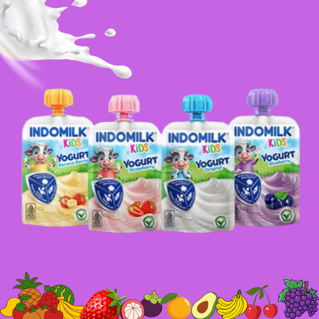 Indomilk Kids Yogurt Original/Blueberry/Strawberry/BananaBerries @70 Gr | Yogurt Sehat | Susu Sehat