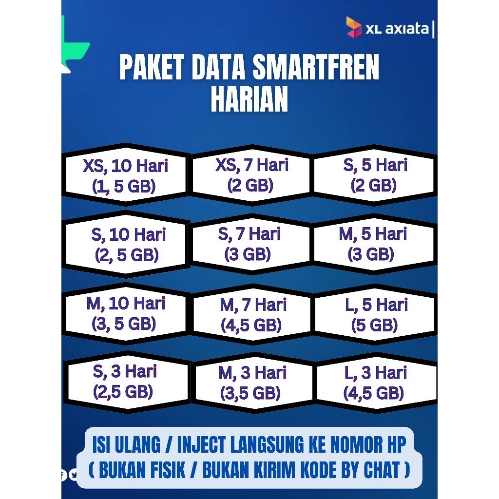 Isi Ulang Kuota XL Harian (Inject Kuota)