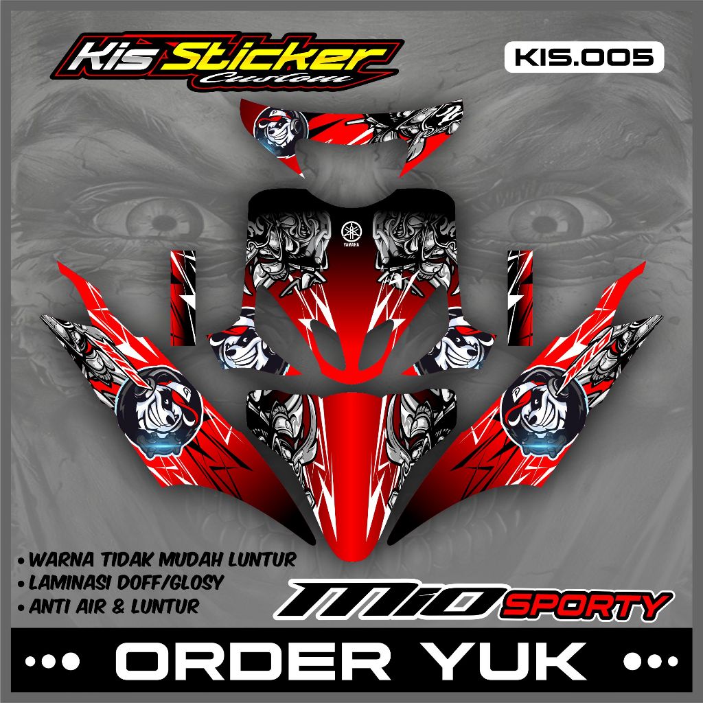 Decal Sticker Full Body Mio Sporty - Dekal Stiker Striping Variasi Mio Sporty Desain Kartun Abstrak 