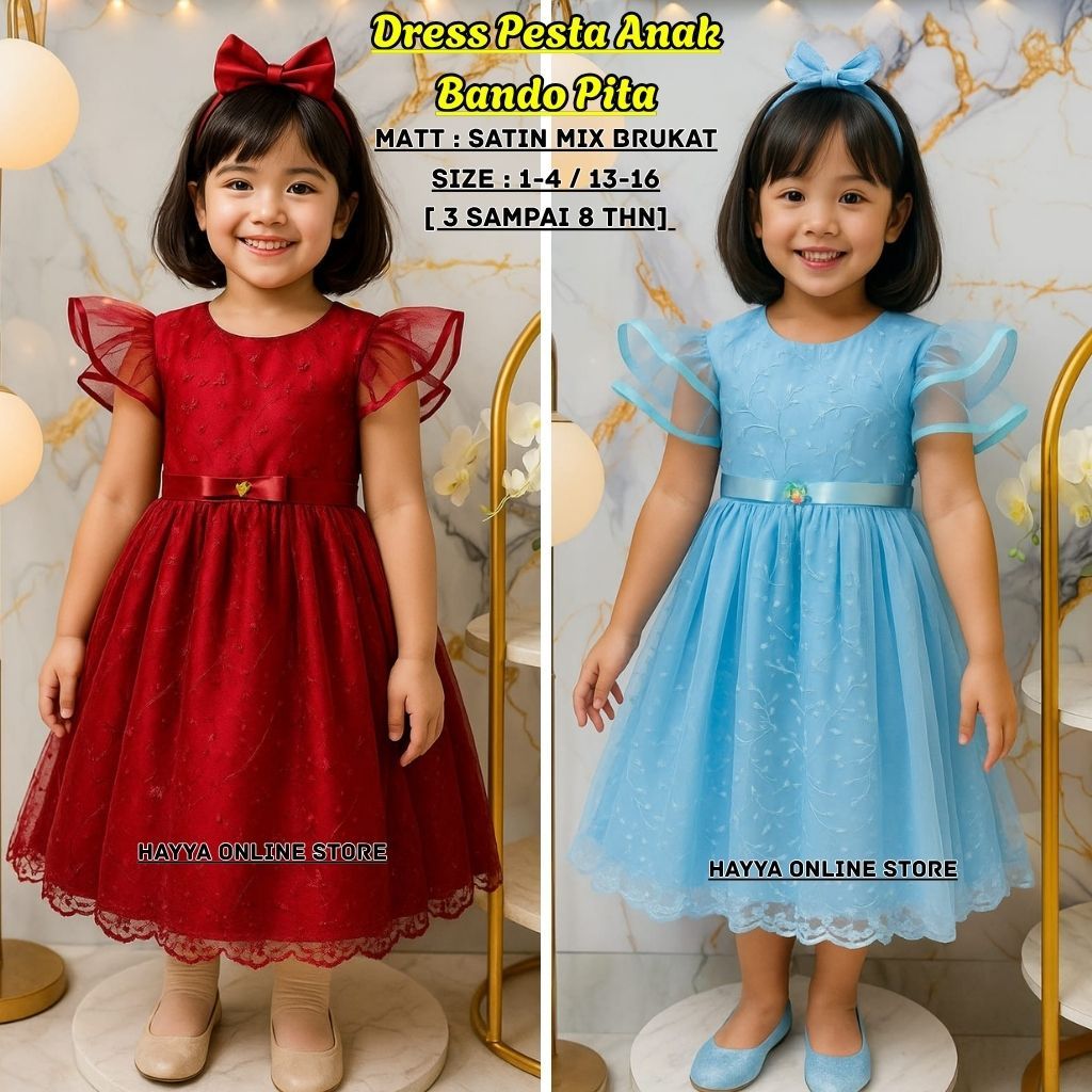 DRESS PESTA ARABELA ULANG TAHUN ANAK USIA 3-8 TAHUN/ BAJU DRESS PESTA ANAK TERBARU - PAKAIAN PESTA U
