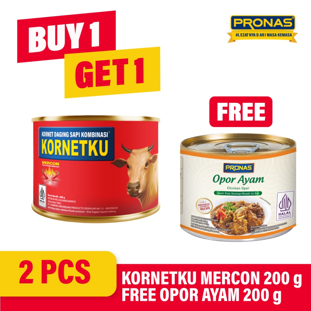 

[BUY 1 GET 1] KORNETKU Kornet Sapi Mercon 200 g (1pcs) Free Opor Ayam 200 g (1pcs)