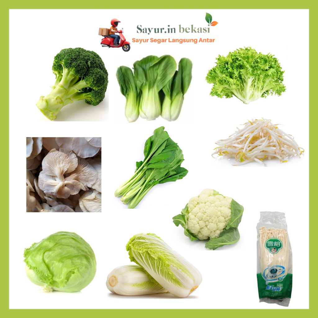 

KIRIM INSTAN Sayur Segar Serba 5000 / brokoli/ pakcoy/ kembang kol/ tauge/ jamur enoki/ sawi putih/ selada/ sawi/ kol/ jamur Sayurin Bekasi