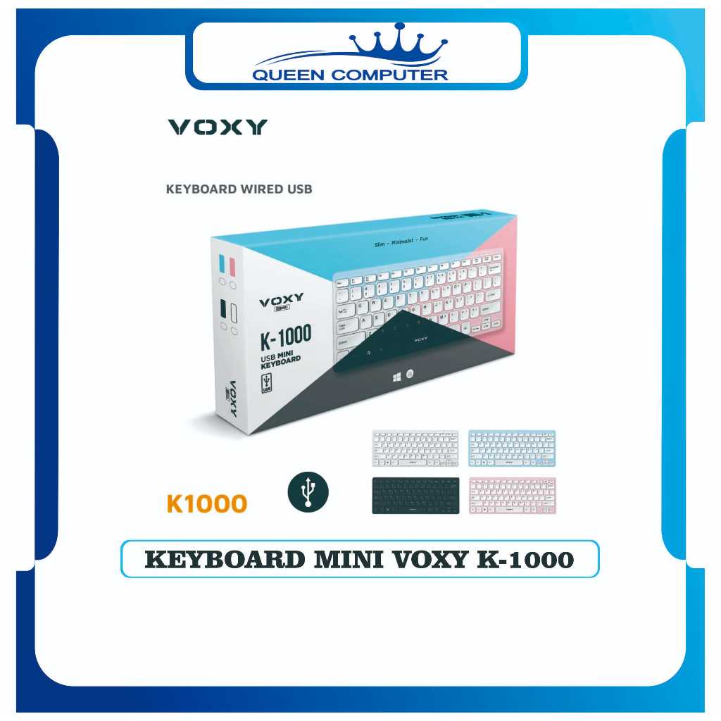 VOXY Keyboard Mini USB / Kabel Laptop Mini Keyboard USB Hitam K1000 / Keyboard Untuk PC Laptop
