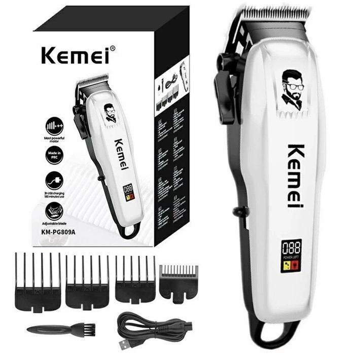 Mesin Cukur Rambut Kemei Portabel Dicas Alat Potong Rambut Clipper Baterai Cas