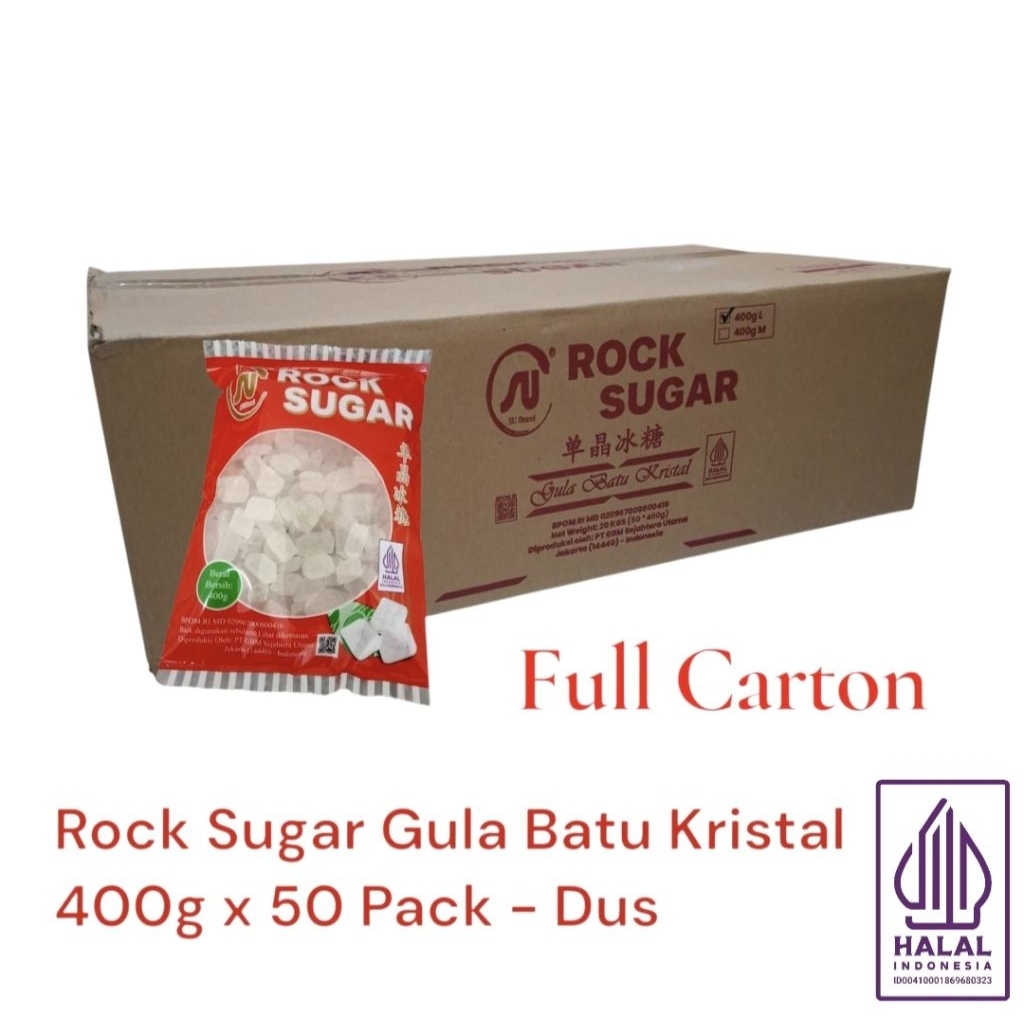 

Su Brand Full Carton Rock Sugar Gula Batu Kristal 400g x 50 pack - 1 Dus