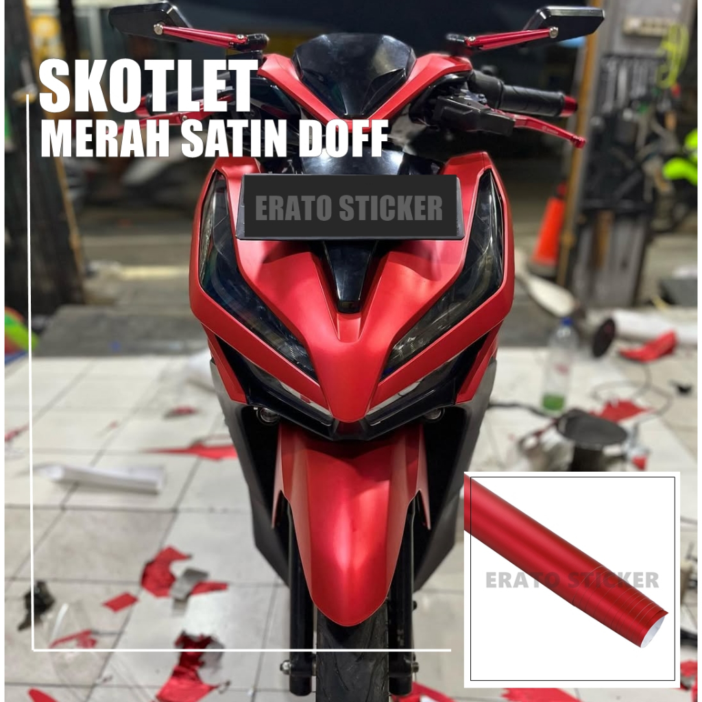 SKOTLET STIKER MOTOR MERAH SATIN SKOTLET MERAH METALIK DOFF SKOTLET MERAH DOFF SKOTLET FANCHI
