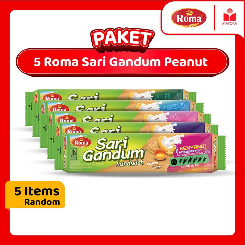 

Paket 5 Roma Sari Gandum Peanut 108 Gram