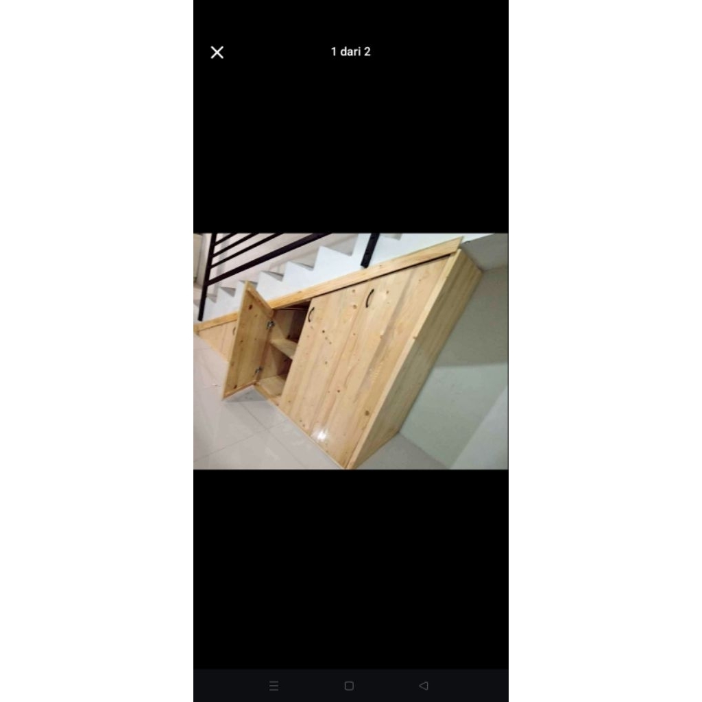 kitchen set bawah tangga minimalis kayu jati Belanda murah meriah solid finishing natural