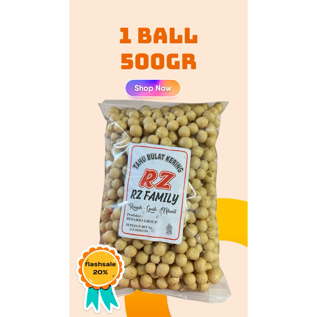 

Tahu bulat kering kriuk renyah kemasan 1Ball 500gr