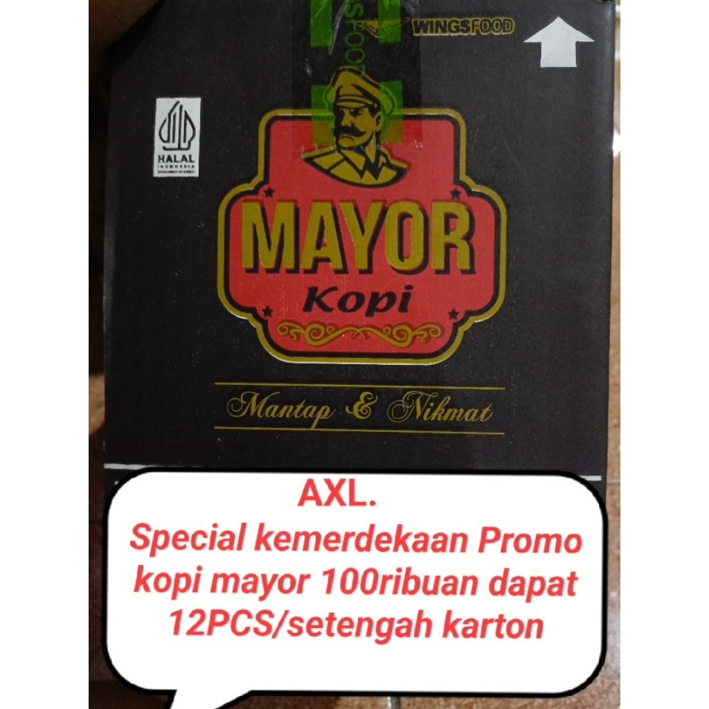 

Promo KOPI MAYOR 100ribuan dapat 12Pcs/setengah karton kemasan 120grm