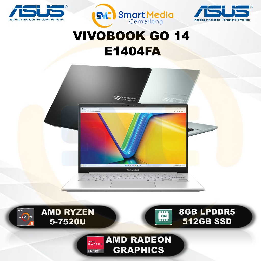 ASUS Vivobook Go 14 E1404FA - Ryzen 5-7520U - 8GB -512GB - 14" VIPS - W11 - Office
