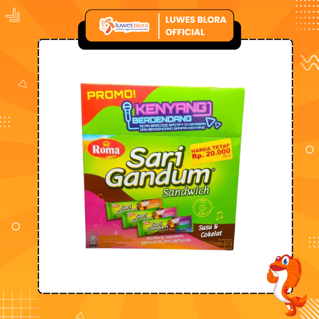 

Roma Sari Gandum Sandwich Susu & Coklat Isi 12pcs